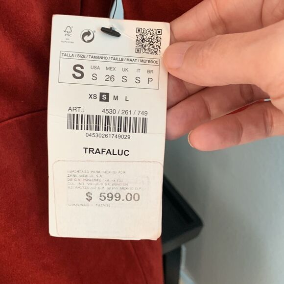 Trafaluc by Zara red faux suede short sleeve mini dress sz small - Picture 12 of 16